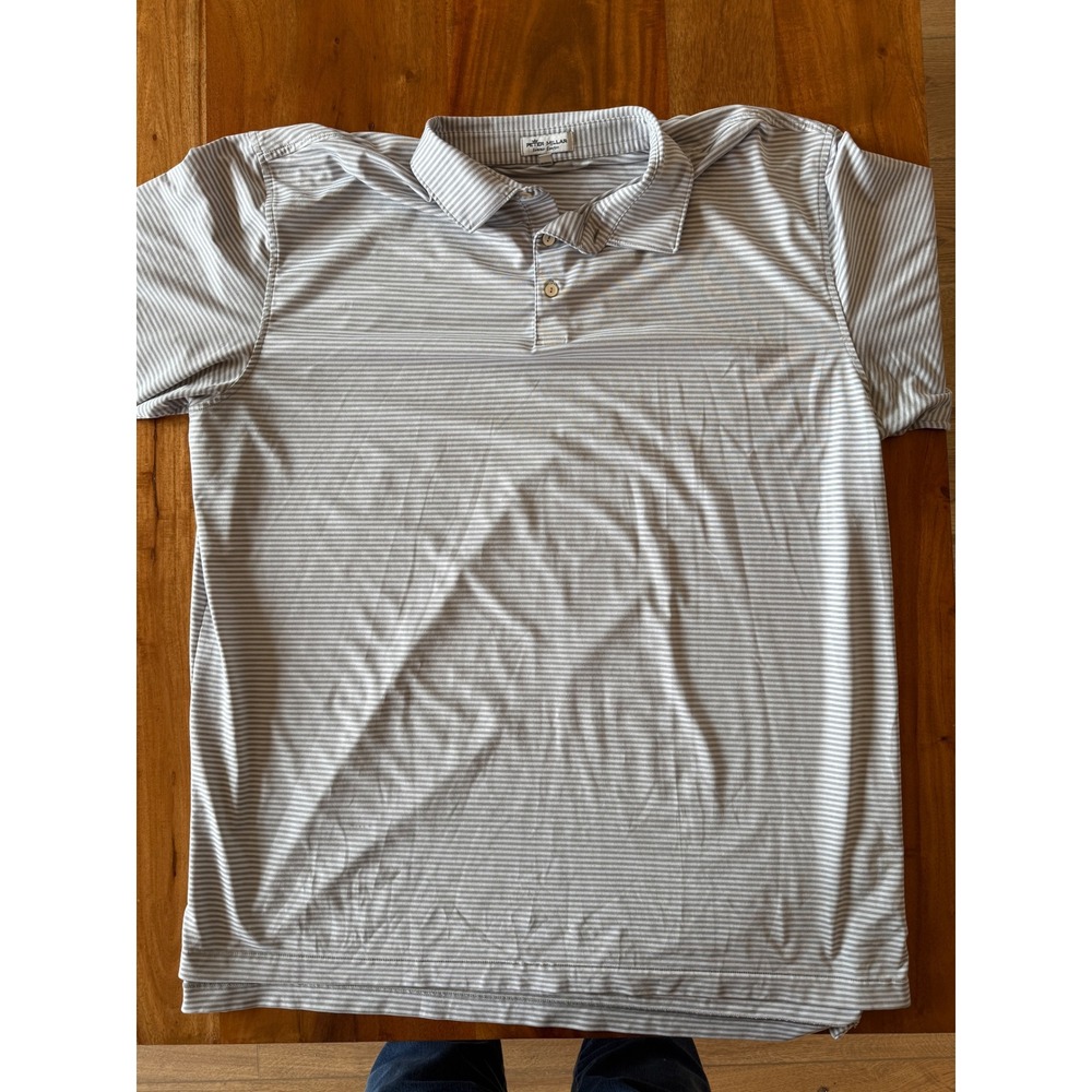 Peter Millar Men's Summer Comfort Gray/White Gold Polo Size XXL